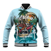 Personalized Aloha Hawaii Skeleton Baseball Jacket Tropical Summer Vibe LT01 Unisex Blue - Polynesian Pride