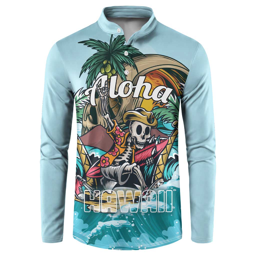 Personalized Aloha Hawaii Skeleton Button Sweatshirt Tropical Summer Vibe