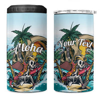 Personalized Aloha Hawaii Skeleton 4 in 1 Can Cooler Tumbler Tropical Summer Vibe