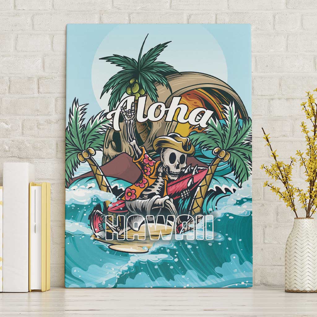 Aloha Hawaii Skeleton Canvas Wall Art Tropical Summer Vibe