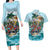 Personalized Aloha Hawaii Skeleton Couples Matching Long Sleeve Bodycon Dress and Hawaiian Shirt Tropical Summer Vibe