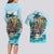 Personalized Aloha Hawaii Skeleton Couples Matching Long Sleeve Bodycon Dress and Hawaiian Shirt Tropical Summer Vibe