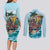 Personalized Aloha Hawaii Skeleton Couples Matching Long Sleeve Bodycon Dress and Long Sleeve Button Shirt Tropical Summer Vibe