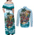 Personalized Aloha Hawaii Skeleton Couples Matching Off Shoulder Maxi Dress and Long Sleeve Button Shirt Tropical Summer Vibe