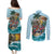 Personalized Aloha Hawaii Skeleton Couples Matching Puletasi and Long Sleeve Button Shirt Tropical Summer Vibe