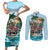 Personalized Aloha Hawaii Skeleton Couples Matching Short Sleeve Bodycon Dress and Long Sleeve Button Shirt Tropical Summer Vibe