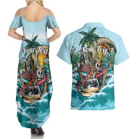 Personalized Aloha Hawaii Skeleton Couples Matching Summer Maxi Dress and Hawaiian Shirt Tropical Summer Vibe LT01 - Polynesian Pride
