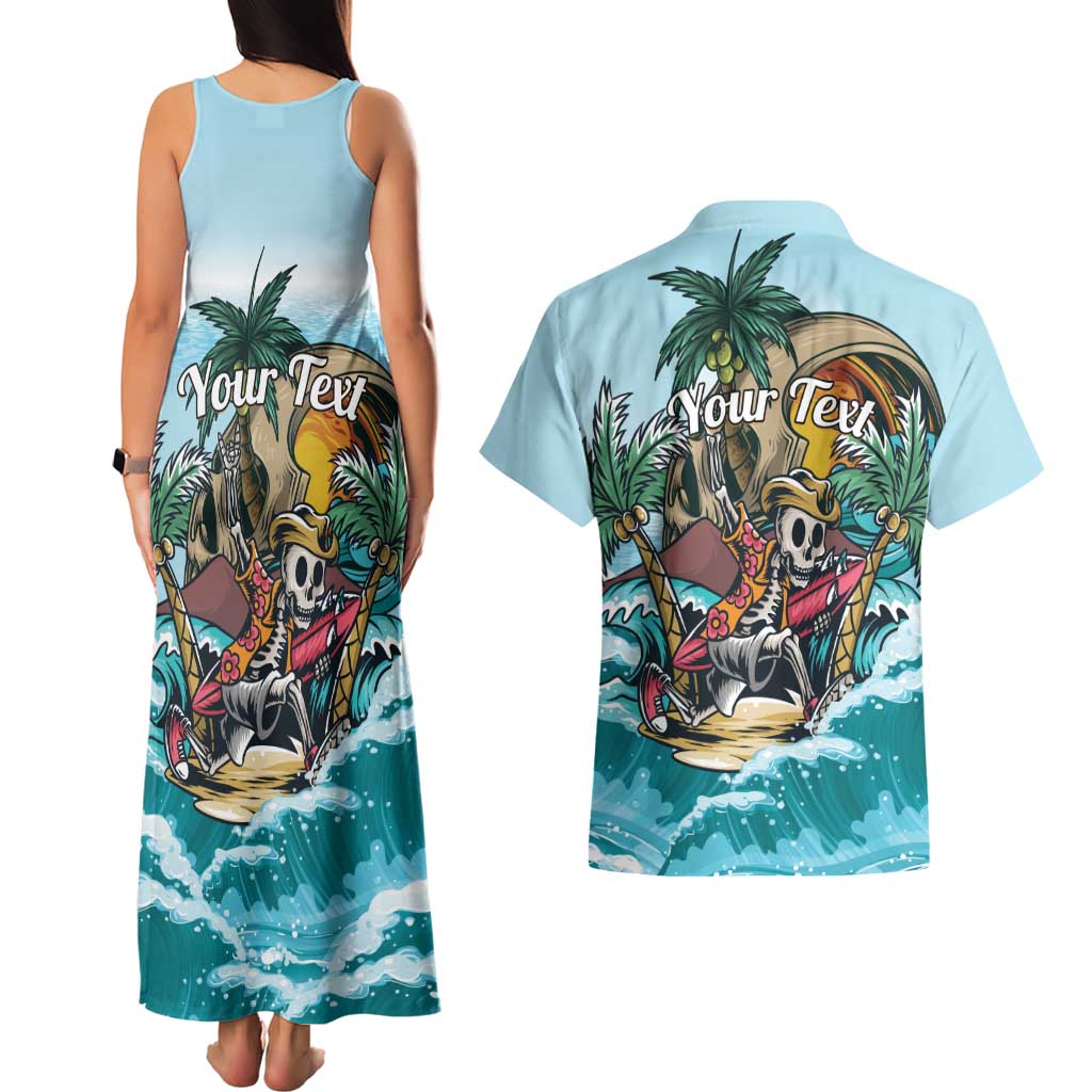 Personalized Aloha Hawaii Skeleton Couples Matching Tank Maxi Dress and Hawaiian Shirt Tropical Summer Vibe LT01 - Polynesian Pride