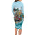 Personalized Aloha Hawaii Skeleton Family Matching Long Sleeve Bodycon Dress and Hawaiian Shirt Tropical Summer Vibe