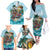 Personalized Aloha Hawaii Skeleton Family Matching Off The Shoulder Long Sleeve Dress and Hawaiian Shirt Tropical Summer Vibe