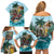 Personalized Aloha Hawaii Skeleton Family Matching Off Shoulder Short Dress and Hawaiian Shirt Tropical Summer Vibe