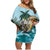 Personalized Aloha Hawaii Skeleton Family Matching Off Shoulder Short Dress and Hawaiian Shirt Tropical Summer Vibe