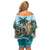 Personalized Aloha Hawaii Skeleton Family Matching Off Shoulder Short Dress and Hawaiian Shirt Tropical Summer Vibe