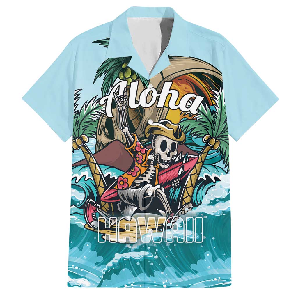 Personalized Aloha Hawaii Skeleton Hawaiian Shirt Tropical Summer Vibe LT01 Blue - Polynesian Pride