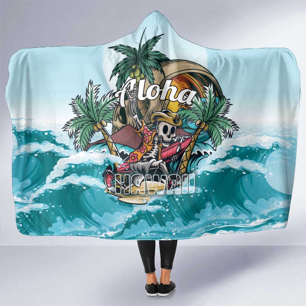 Aloha Hawaii Skeleton Hooded Blanket Tropical Summer Vibe