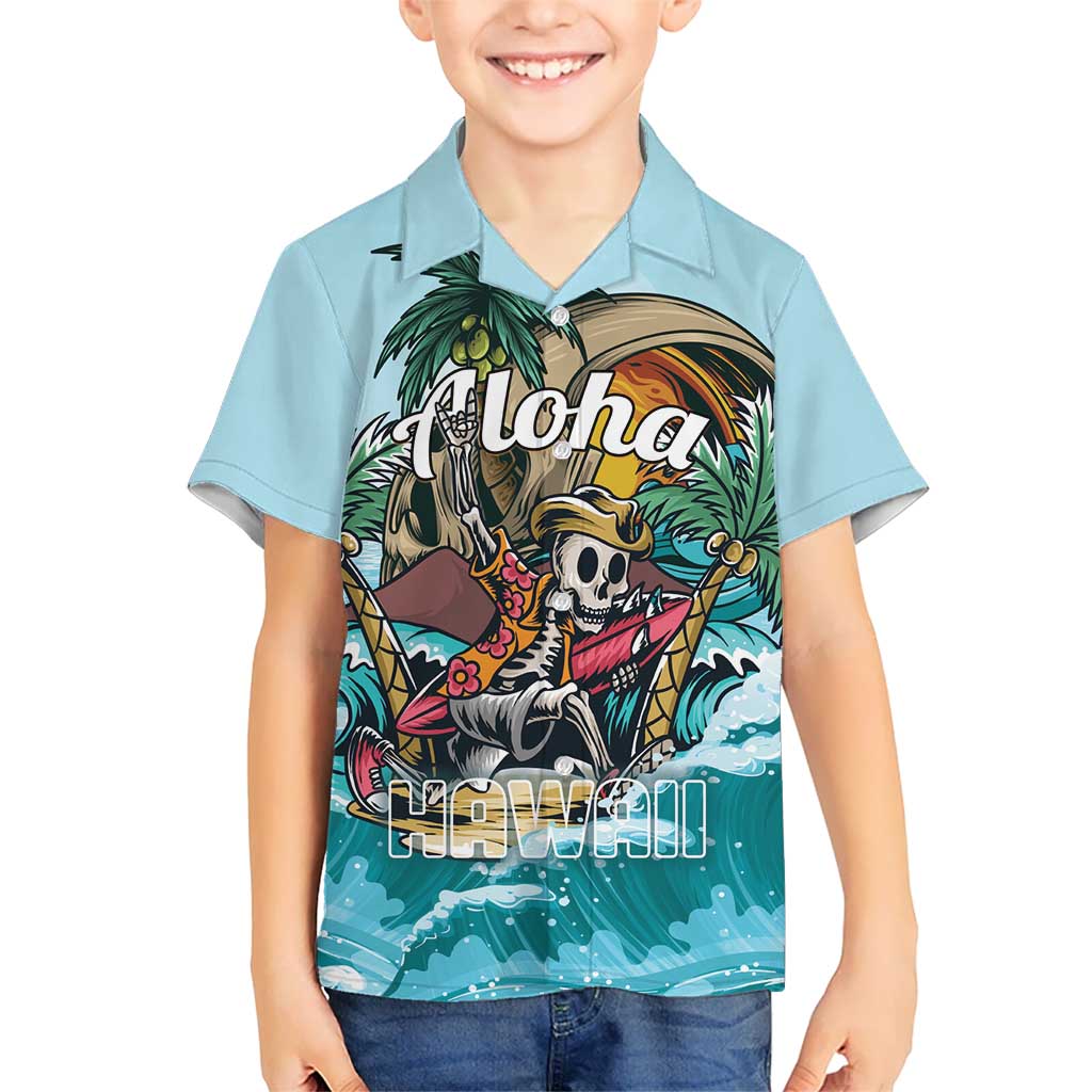 Personalized Aloha Hawaii Skeleton Kid Hawaiian Shirt Tropical Summer Vibe