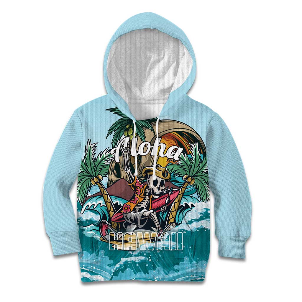 Personalized Aloha Hawaii Skeleton Kid Hoodie Tropical Summer Vibe