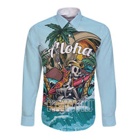 Personalized Aloha Hawaii Skeleton Long Sleeve Button Shirt Tropical Summer Vibe