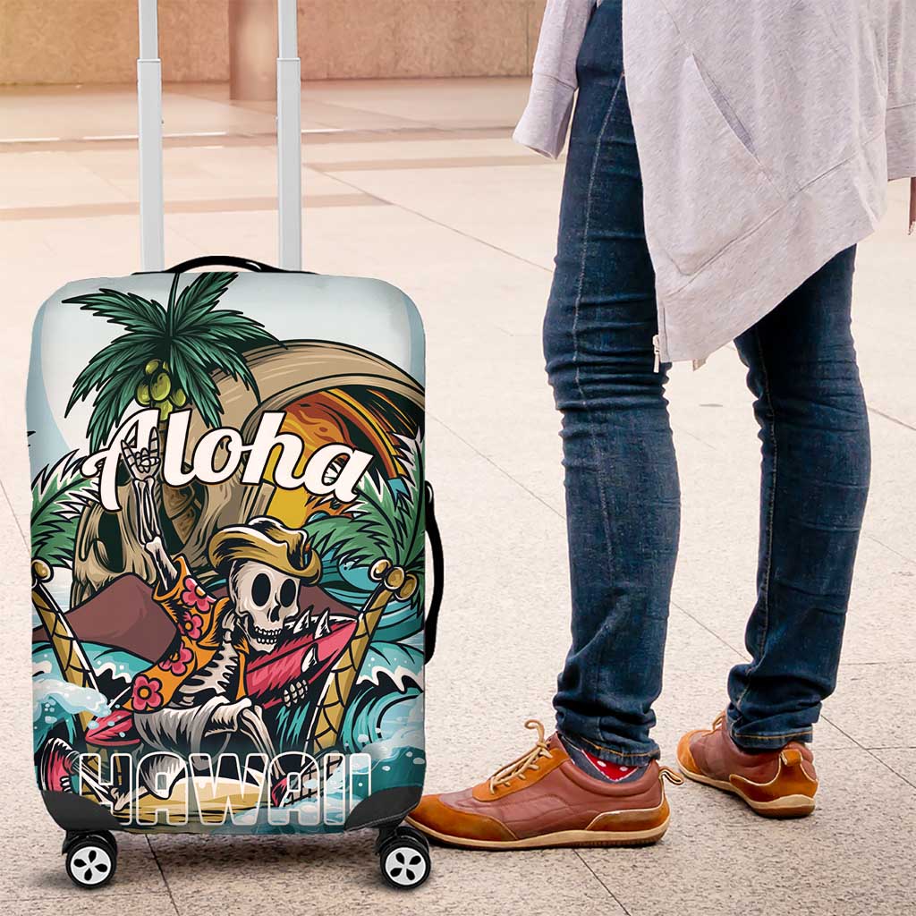 Aloha Hawaii Skeleton Luggage Cover Tropical Summer Vibe