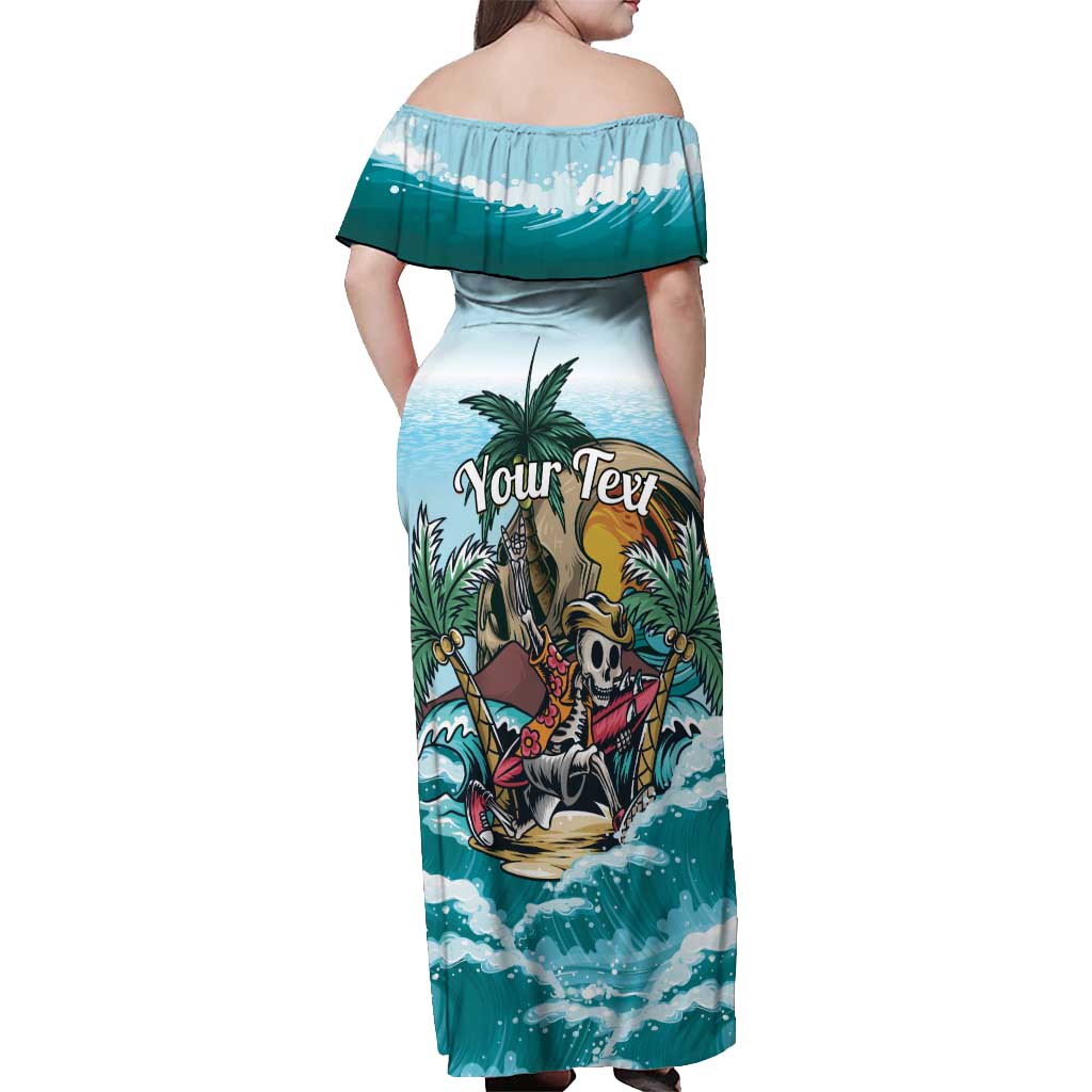 Personalized Aloha Hawaii Skeleton Off Shoulder Maxi Dress Tropical Summer Vibe LT01 - Polynesian Pride