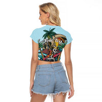 Personalized Aloha Hawaii Skeleton Raglan Cropped T Shirt Tropical Summer Vibe LT01 - Polynesian Pride