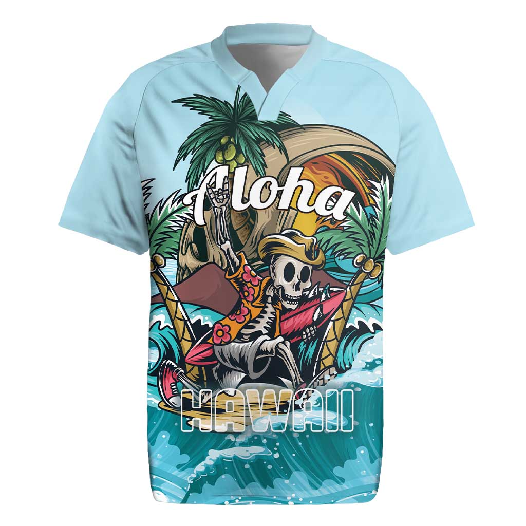 Personalized Aloha Hawaii Skeleton Rugby Jersey Tropical Summer Vibe