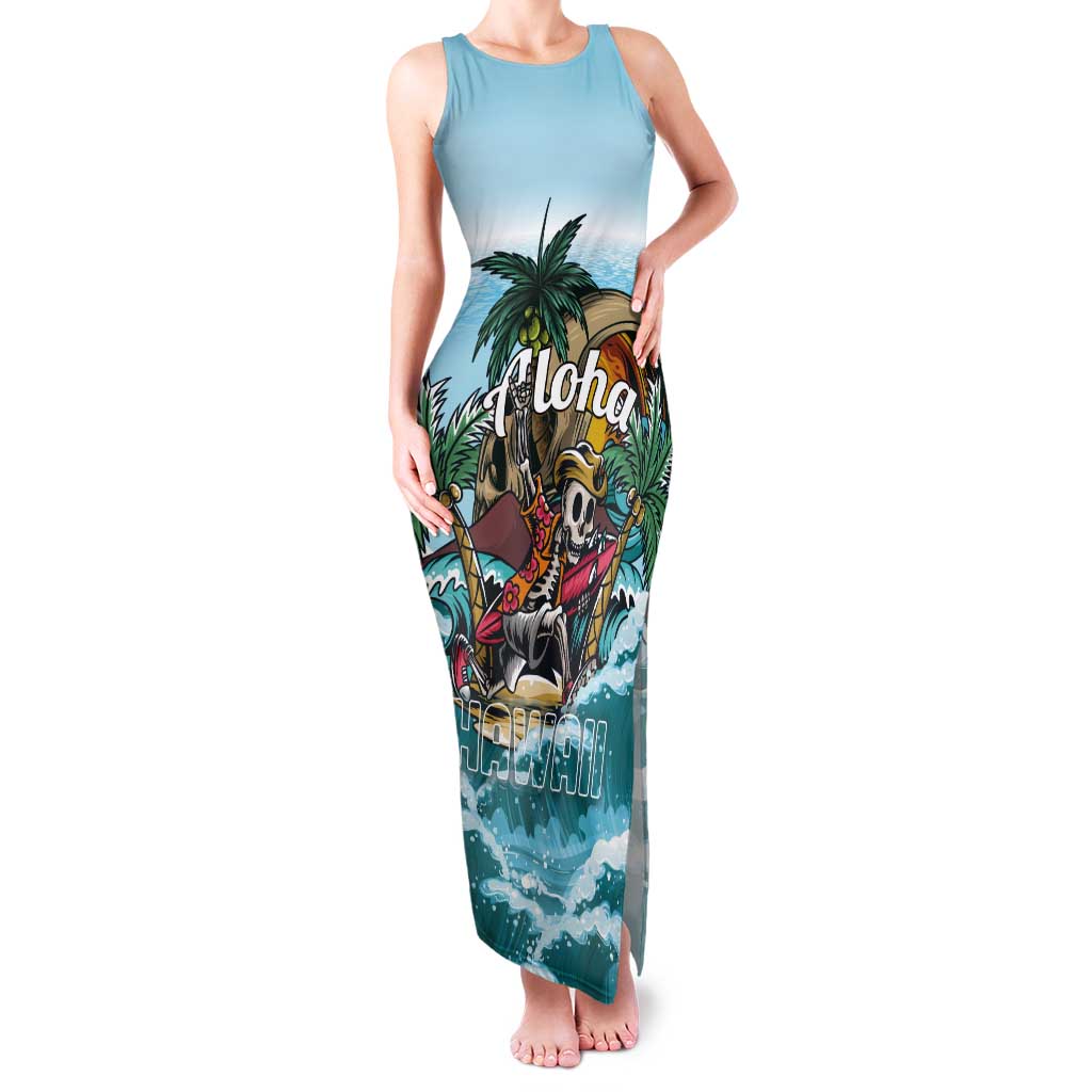 Personalized Aloha Hawaii Skeleton Tank Maxi Dress Tropical Summer Vibe