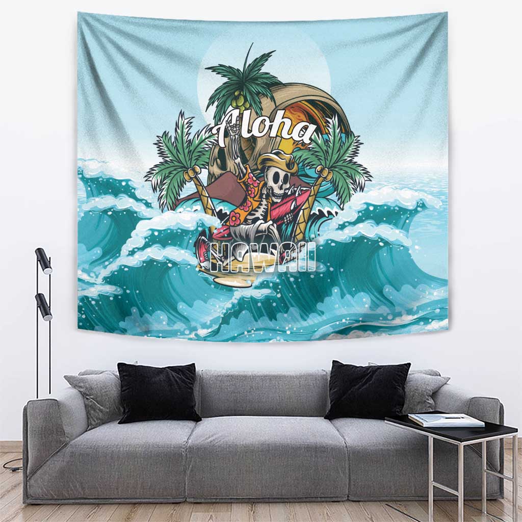 Aloha Hawaii Skeleton Tapestry Tropical Summer Vibe