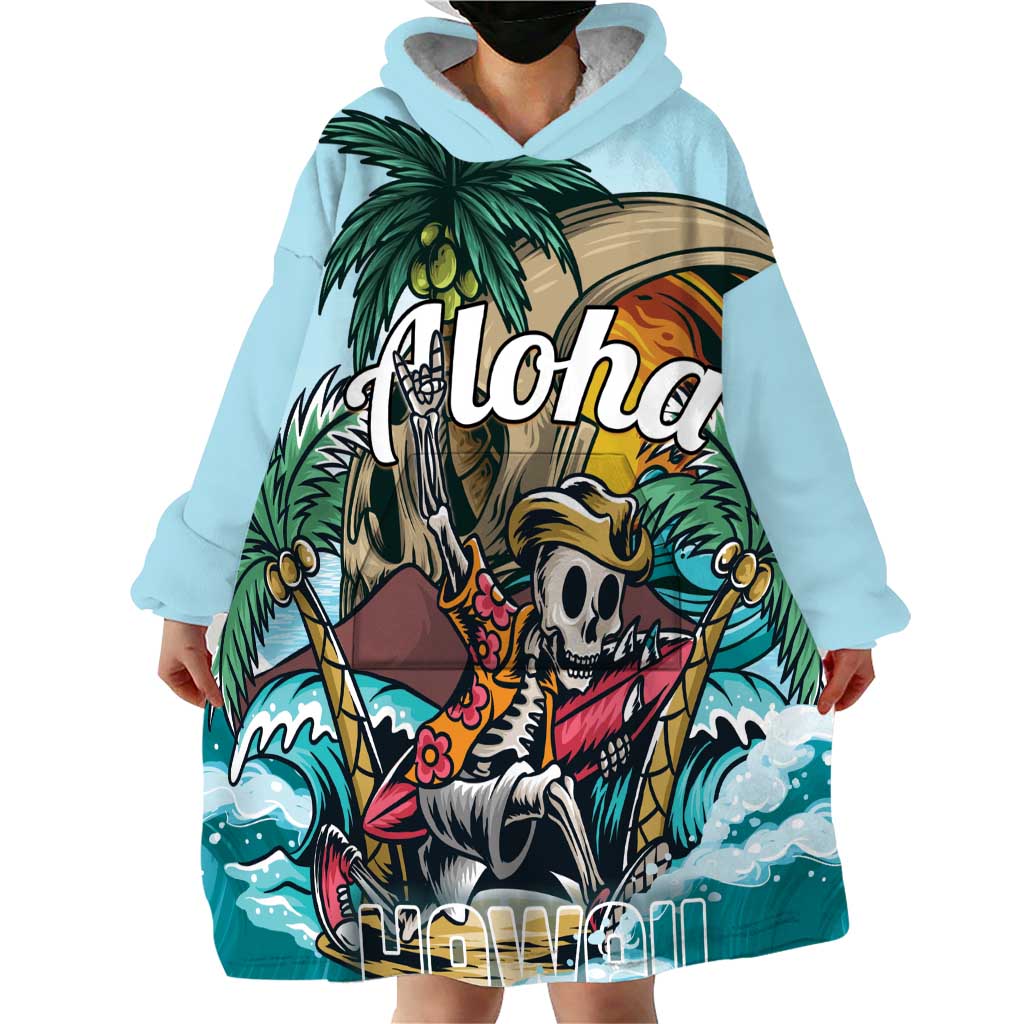 Personalized Aloha Hawaii Skeleton Wearable Blanket Hoodie Tropical Summer Vibe LT01 - Polynesian Pride