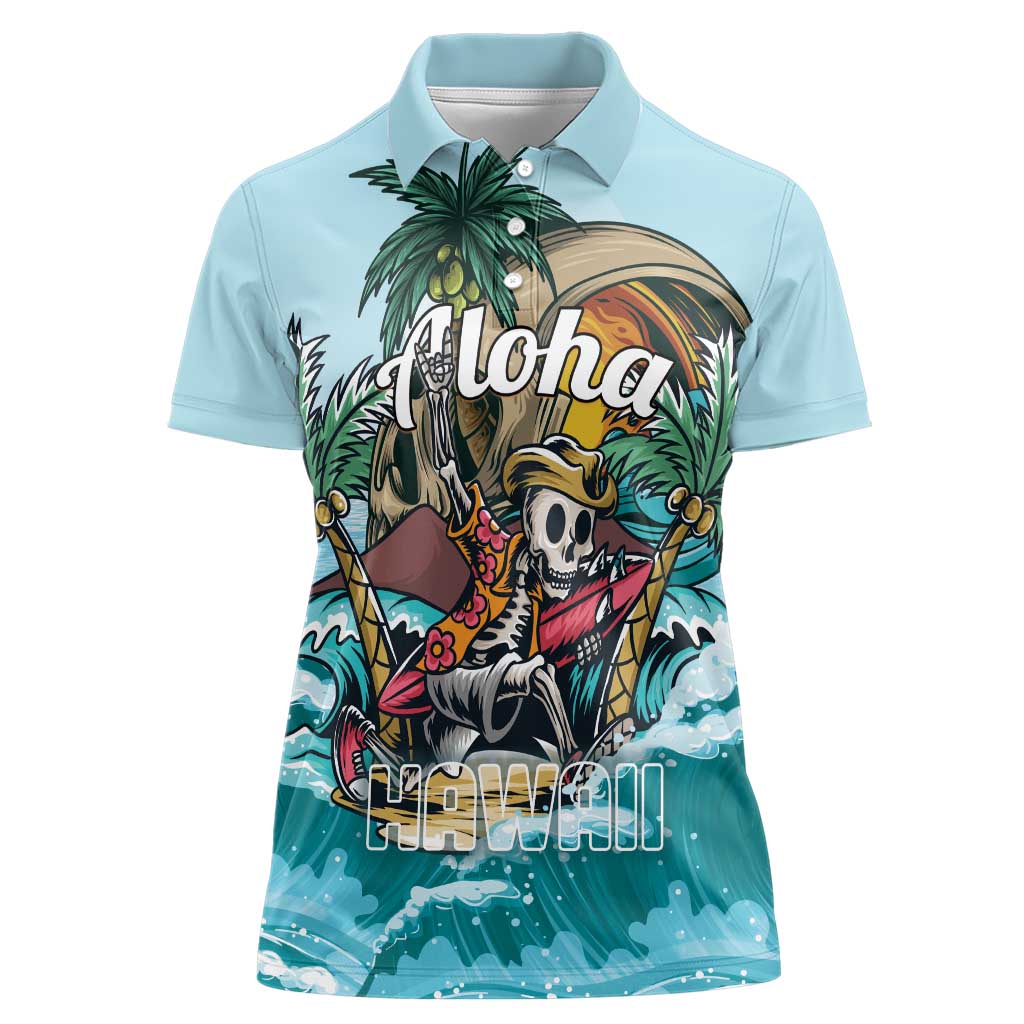 Personalized Aloha Hawaii Skeleton Women Polo Shirt Tropical Summer Vibe