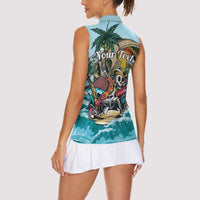 Personalized Aloha Hawaii Skeleton Women Sleeveless Polo Shirt Tropical Summer Vibe