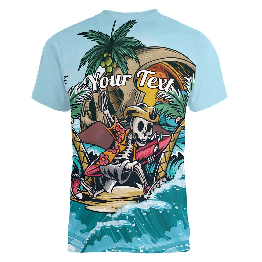 Personalized Aloha Hawaii Skeleton Women V-Neck T-Shirt Tropical Summer Vibe LT01 - Polynesian Pride