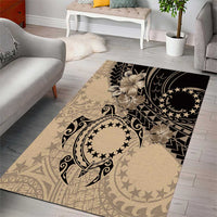 Cook Islands Turtle Area Rug Stars and Hibiscus - Beige