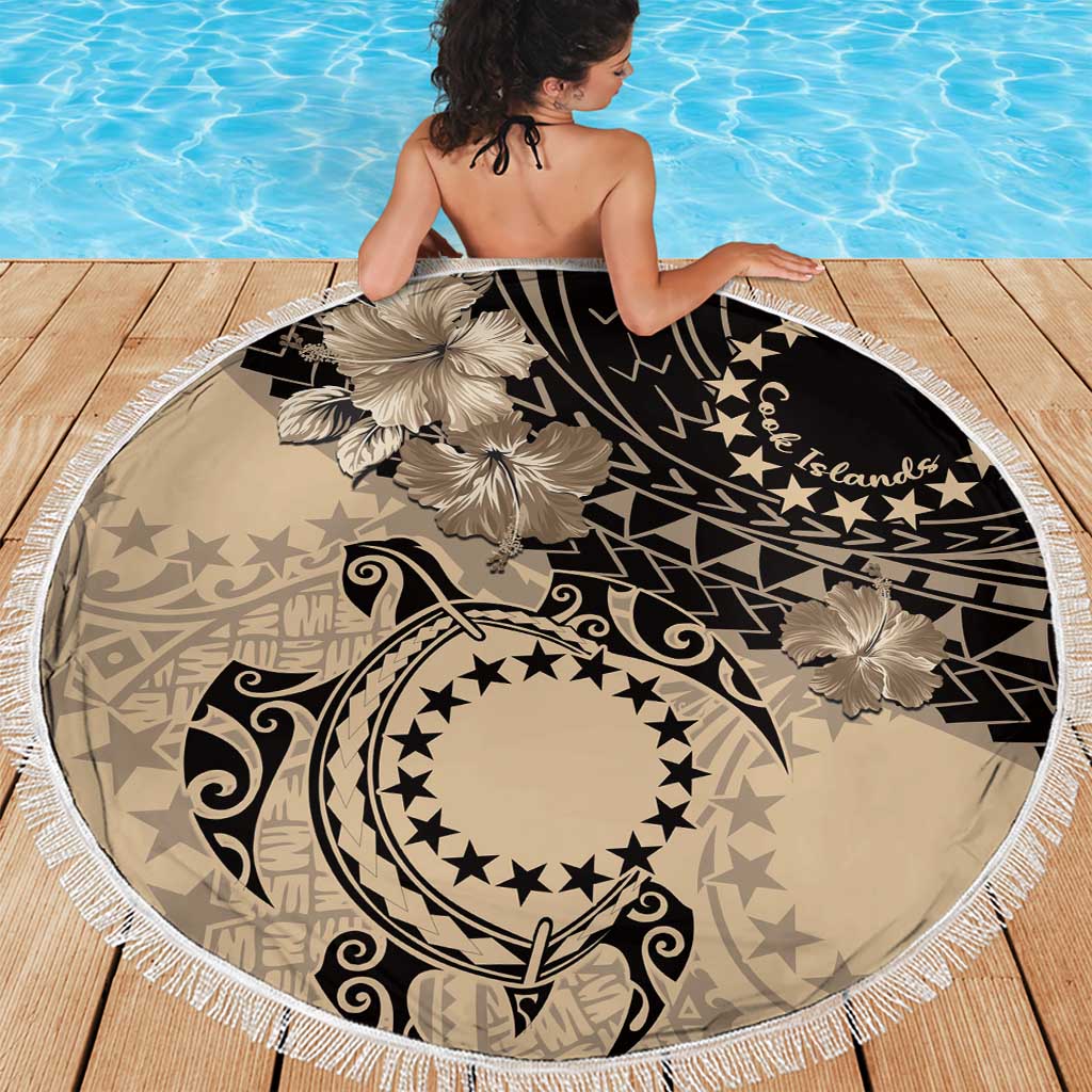 Cook Islands Turtle Beach Blanket Stars and Hibiscus - Beige LT01 - Polynesian Pride