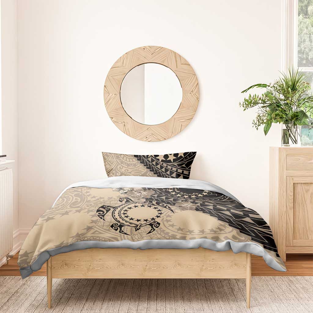 Cook Islands Turtle Bedding Set Stars and Hibiscus - Beige