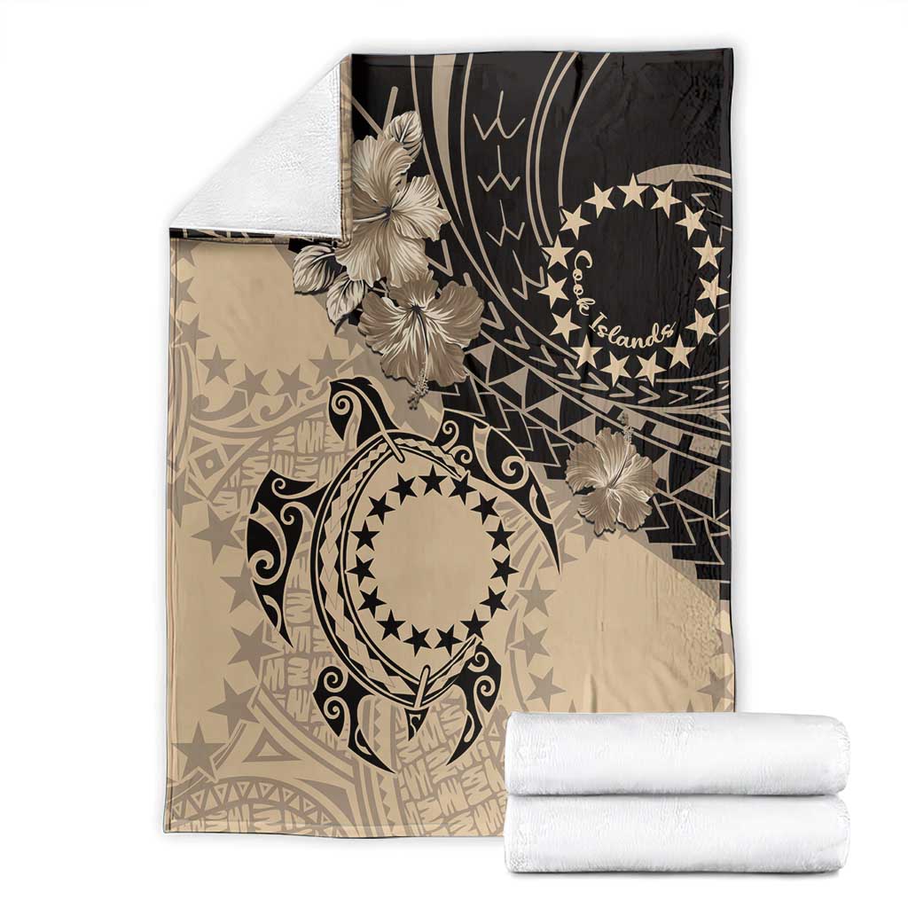 Cook Islands Turtle Blanket Stars and Hibiscus - Beige LT01 - Polynesian Pride
