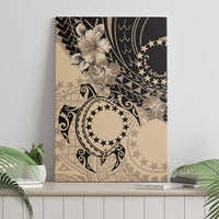 Cook Islands Turtle Canvas Wall Art Stars and Hibiscus - Beige LT01 - Polynesian Pride