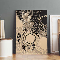 Cook Islands Turtle Canvas Wall Art Stars and Hibiscus - Beige LT01 - Polynesian Pride