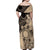 Cook Islands Turtle Family Matching Off Shoulder Maxi Dress and Hawaiian Shirt Stars and Hibiscus - Beige