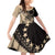 Cook Islands Turtle Family Matching Off Shoulder Short Dress and Hawaiian Shirt Stars and Hibiscus - Beige