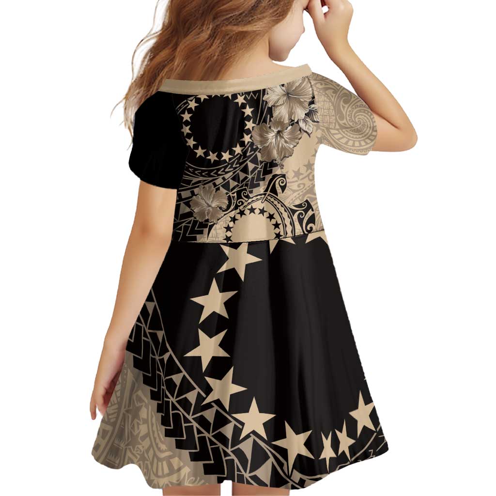 Cook Islands Turtle Family Matching Puletasi and Hawaiian Shirt Stars and Hibiscus - Beige