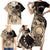 Cook Islands Turtle Family Matching Short Sleeve Bodycon Dress and Hawaiian Shirt Stars and Hibiscus - Beige