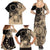 Cook Islands Turtle Family Matching Summer Maxi Dress and Hawaiian Shirt Stars and Hibiscus - Beige