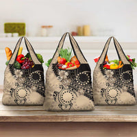 Cook Islands Turtle Grocery Bag Stars and Hibiscus - Beige LT01 3-pack One Size Beige - Polynesian Pride