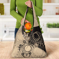 Cook Islands Turtle Grocery Bag Stars and Hibiscus - Beige LT01 - Polynesian Pride