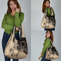 Cook Islands Turtle Grocery Bag Stars and Hibiscus - Beige LT01 - Polynesian Pride