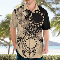 Cook Islands Turtle Hawaiian Shirt Stars and Hibiscus - Beige LT01 - Polynesian Pride