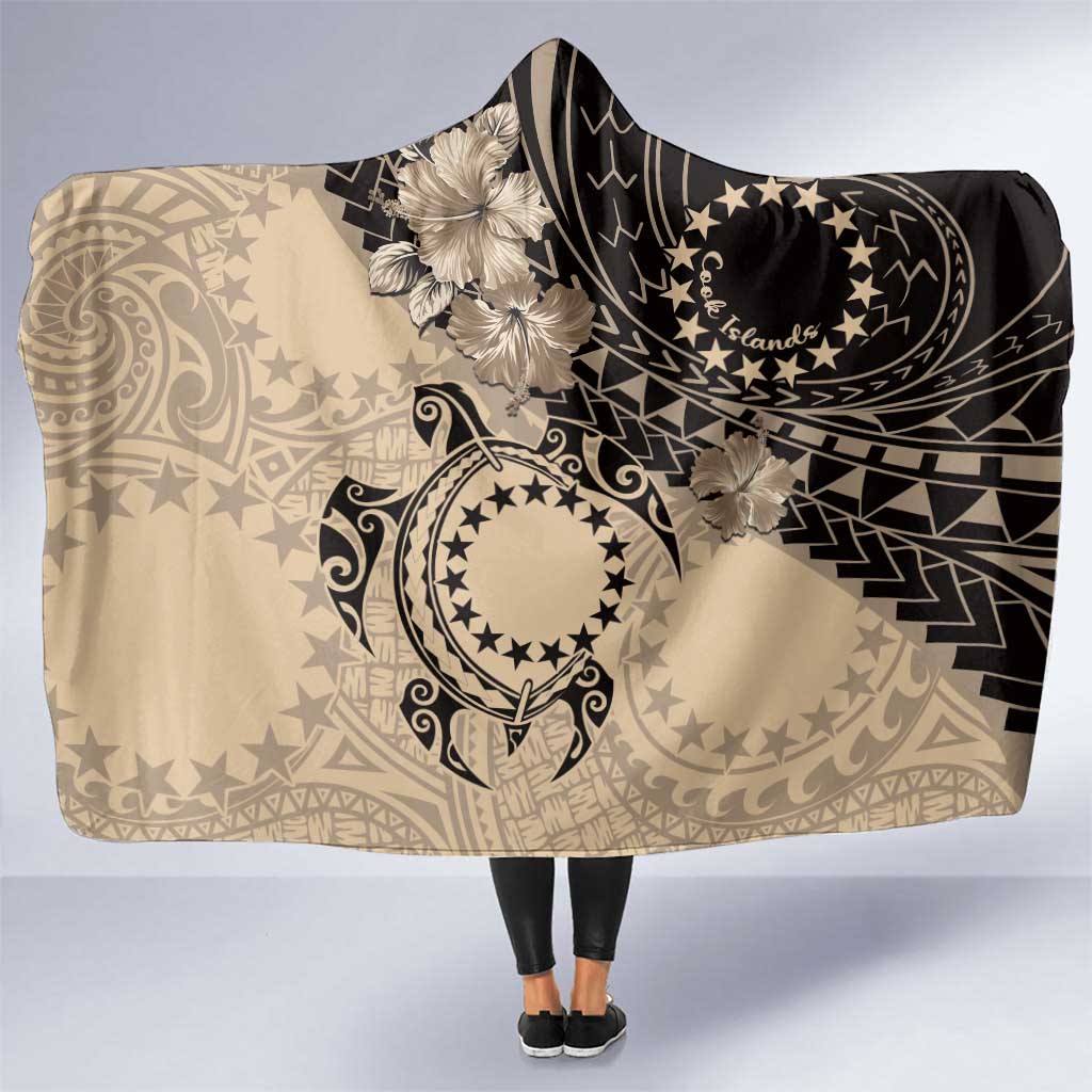 Cook Islands Turtle Hooded Blanket Stars and Hibiscus - Beige LT01 One Size Beige - Polynesian Pride