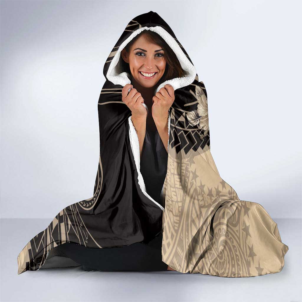 Cook Islands Turtle Hooded Blanket Stars and Hibiscus - Beige LT01 - Polynesian Pride