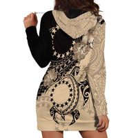Cook Islands Turtle Hoodie Dress Stars and Hibiscus - Beige LT01 - Polynesian Pride